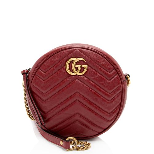 Gucci Matelasse Leather GG Marmont Round Mini Shoulder Bag