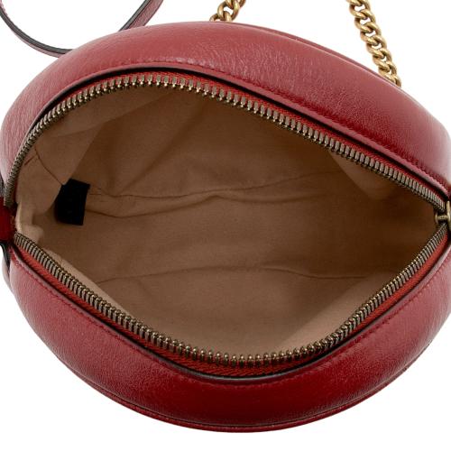 Gucci Matelasse Leather GG Marmont Round Mini Shoulder Bag