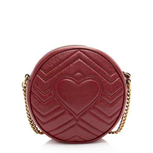 Gucci Matelasse Leather GG Marmont Round Mini Shoulder Bag