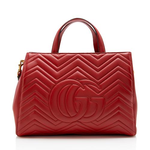 Gucci Matelasse Leather GG Marmont Top Handle Medium Satchel