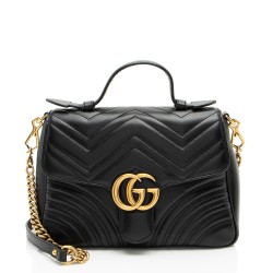 Gucci Matelasse Leather GG Marmont Top Handle Small Shoulder Bag