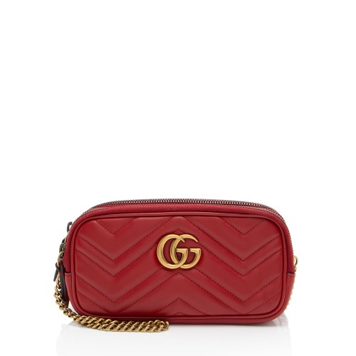 Gucci Matelasse Leather GG Marmont Triple-Zip Mini Bag