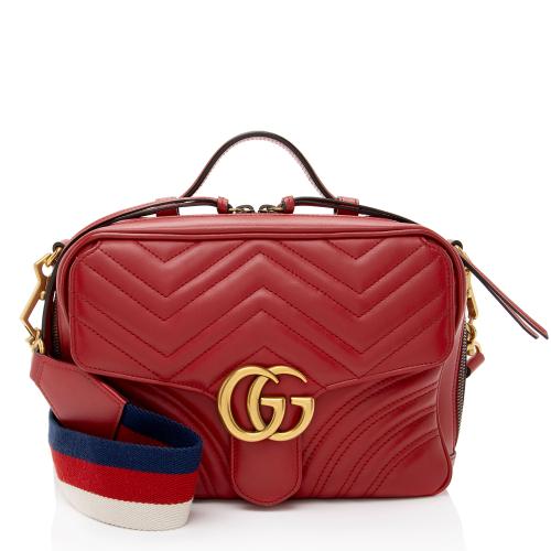 Gucci Matelasse Leather GG Marmont Zip Around Top Handle