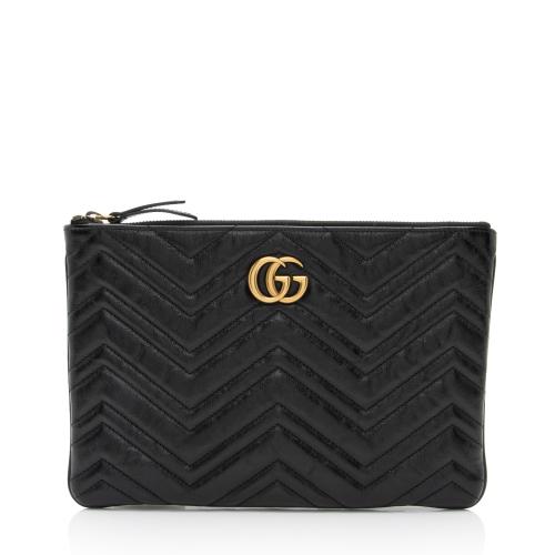 Gucci Matelasse Leather GG Marmont Zip Pouch