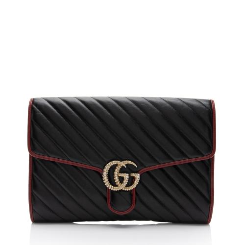 Gucci Matelasse Leather Torchon GG Marmont Clutch