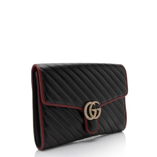 Gucci Matelasse Leather Torchon GG Marmont Clutch