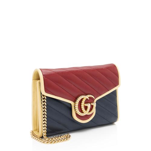 Gucci Matelasse Leather Torchon GG Marmont Mini Chain Bag