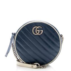 Gucci Matelasse Leather Torchon GG Marmont Round Mini Shoulder Bag