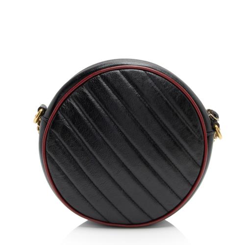 Gucci Matelasse Leather Torchon GG Marmont Round Mini Shoulder Bag