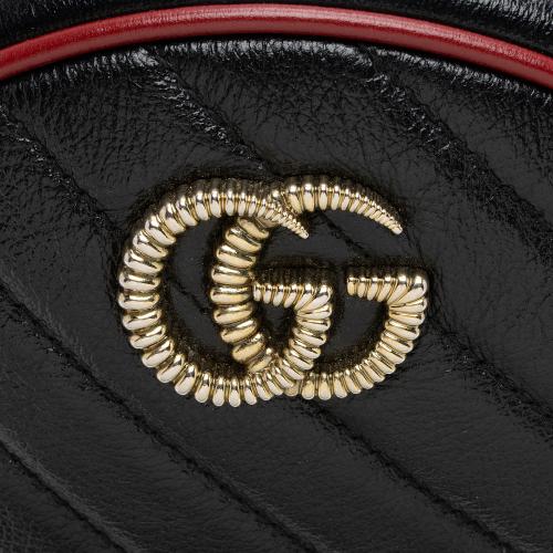 Gucci Matelasse Leather Torchon GG Marmont Round Mini Shoulder Bag