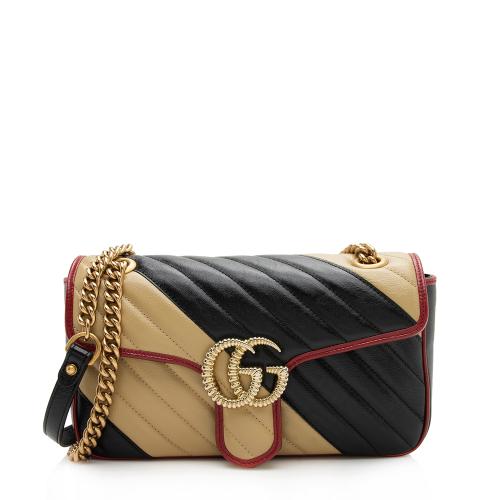 Gucci Matelasse Leather Torchon GG Marmont Small Flap Bag