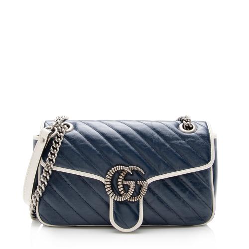 Gucci Matelasse Leather Torchon GG Marmont Small Flap Bag