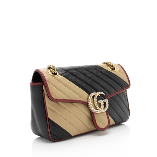 Gucci Matelasse Leather Torchon GG Marmont Small Flap Bag