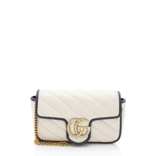 Gucci Matelasse Leather Torchon GG Marmont Super Mini Flap Bag