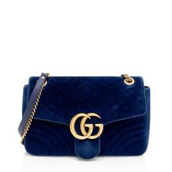 Gucci Matelasse Velvet GG Marmont Medium Shoulder Bag