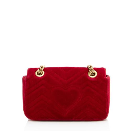 Gucci Matelasse Velvet GG Marmont Mini Flap Bag