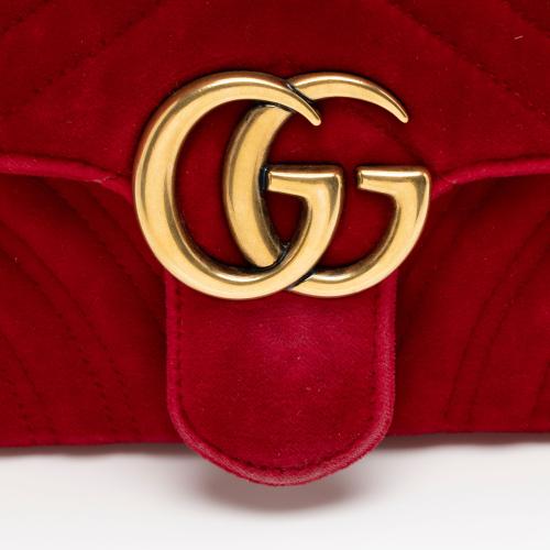 Gucci Matelasse Velvet GG Marmont Mini Flap Bag