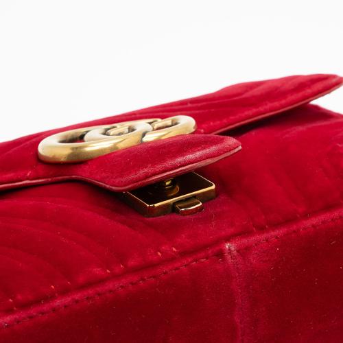 Gucci Matelasse Velvet GG Marmont Mini Flap Bag