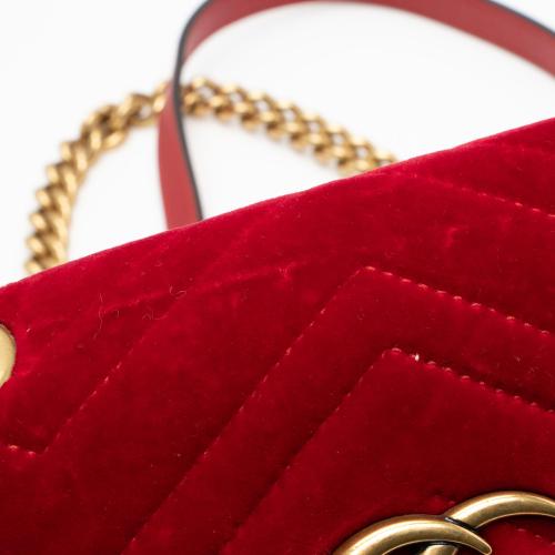 Gucci Matelasse Velvet GG Marmont Mini Flap Bag