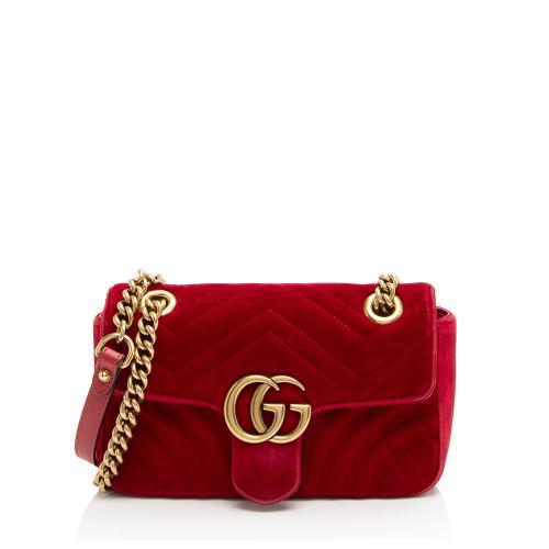 Gucci Matelasse Velvet GG Marmont Mini Flap Bag