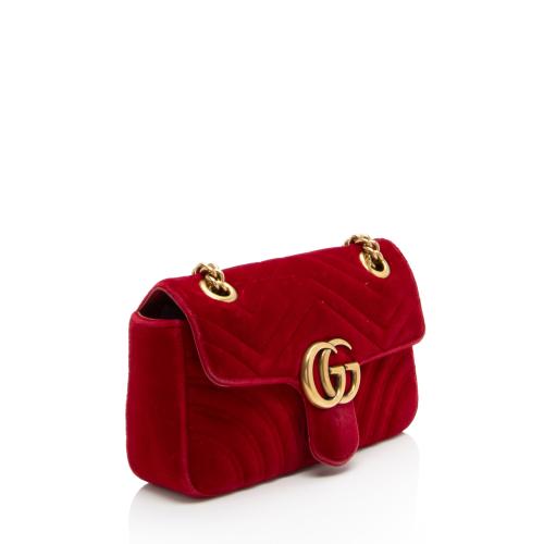 Gucci Matelasse Velvet GG Marmont Mini Flap Bag