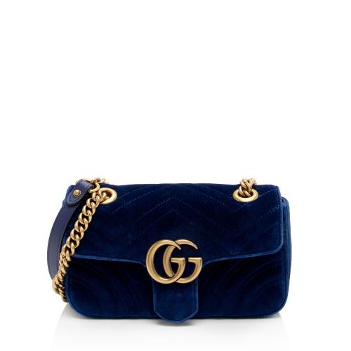 Gucci Matelasse Velvet GG Marmont Mini Flap Bag