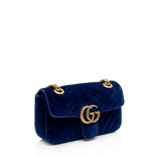 Gucci Matelasse Velvet GG Marmont Mini Flap Bag