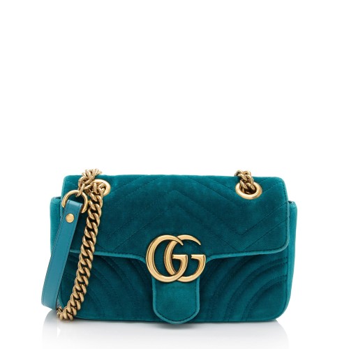 Gucci Matelasse Velvet GG Marmont Mini Flap Bag