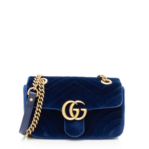 Gucci Matelasse Velvet GG Marmont Mini Flap Bag