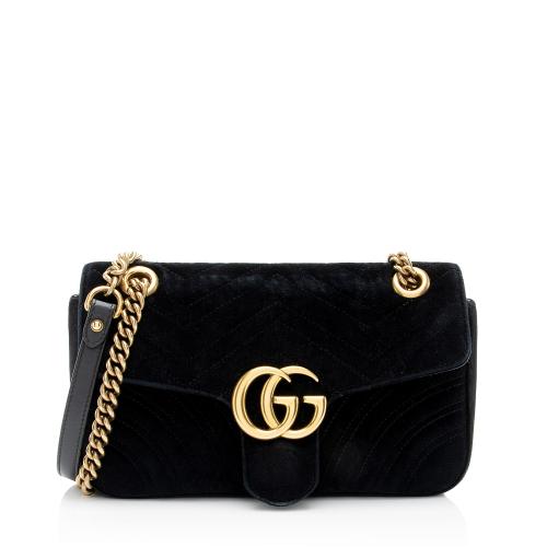 Gucci Matelasse Velvet GG Marmont Small Flap Shoulder Bag