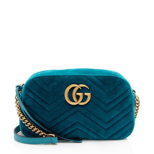 Gucci Matelasse Velvet GG Marmont Small Shoulder Bag