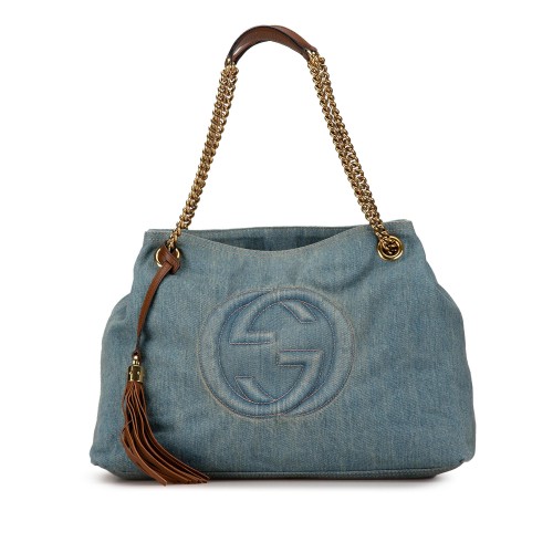 Gucci Medium Denim Soho Chain Tote