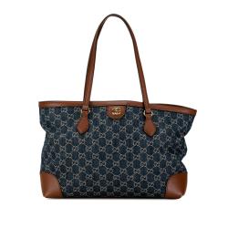 Gucci Medium GG Denim Ophidia Shopping Tote