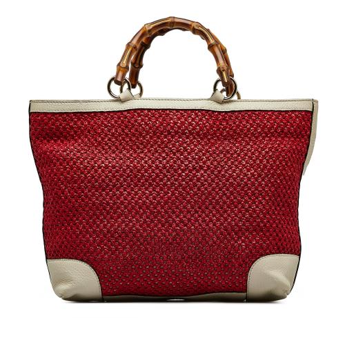 Gucci Medium Raffia Bamboo Shopper Tote