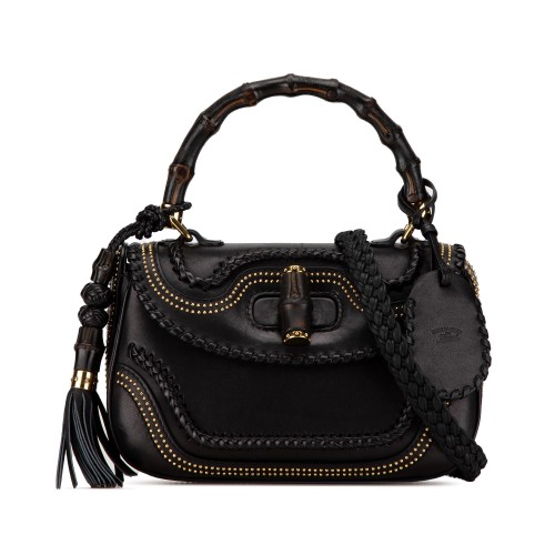 Gucci Medium Studded New Bamboo Tassel Satchel