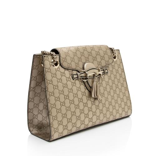 Gucci Metallic Guccissima Leather Emily Large Shoulder Bag