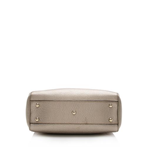 Gucci Metallic Leather Bamboo Mini Shopper Tote