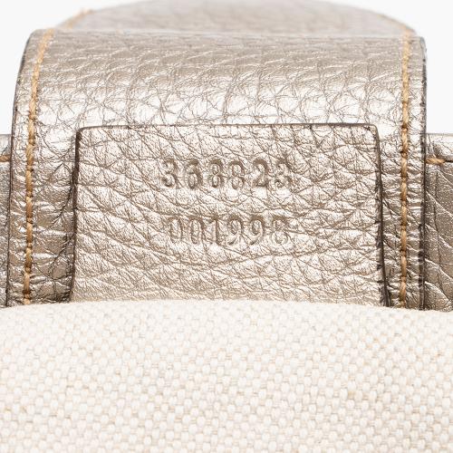 Gucci Metallic Leather Bamboo Mini Shopper Tote