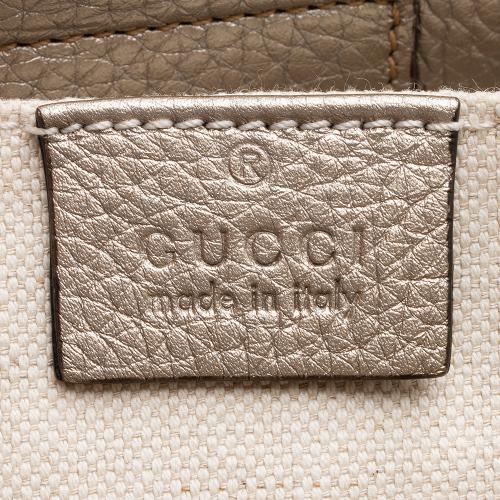 Gucci Metallic Leather Bamboo Mini Shopper Tote