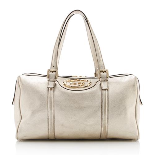 Gucci Metallic Leather Britt Medium Boston Bag