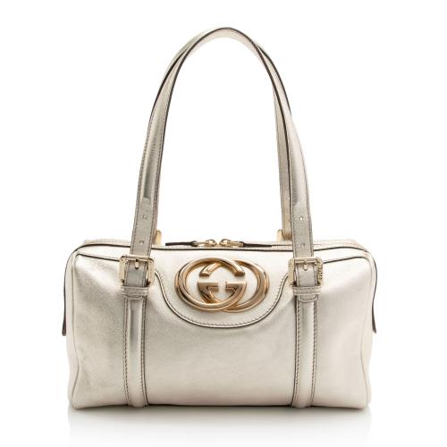 Gucci Metallic Leather Britt Small Boston Bag