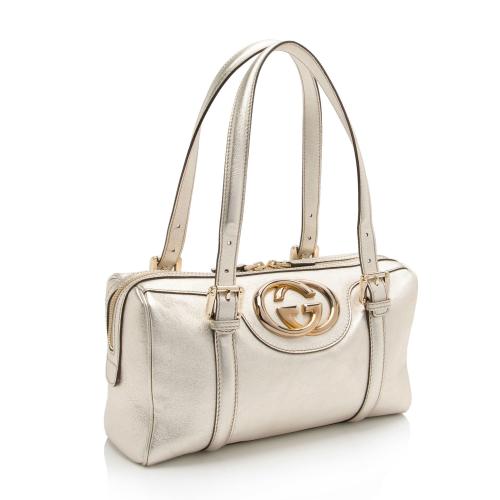 Gucci Metallic Leather Britt Small Boston Bag