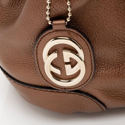 Gucci Metallic Leather Sukey Satchel