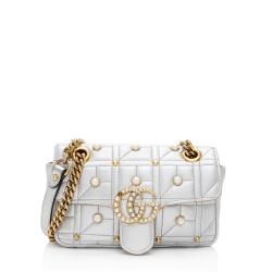 Gucci Metallic Matelasse Leather Pearl GG Marmont Mini Flap Bag - FINAL SALE