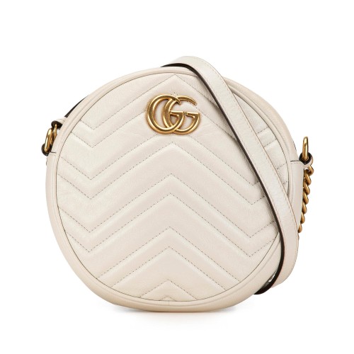 Gucci Mini GG Marmont Round Leather Crossbody