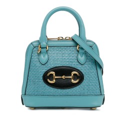 Gucci Mini Raffia Horsebit 1955 Top Handle Bag