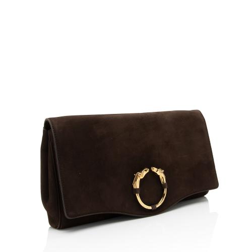 Gucci Nubuck Leather Ribot Clutch