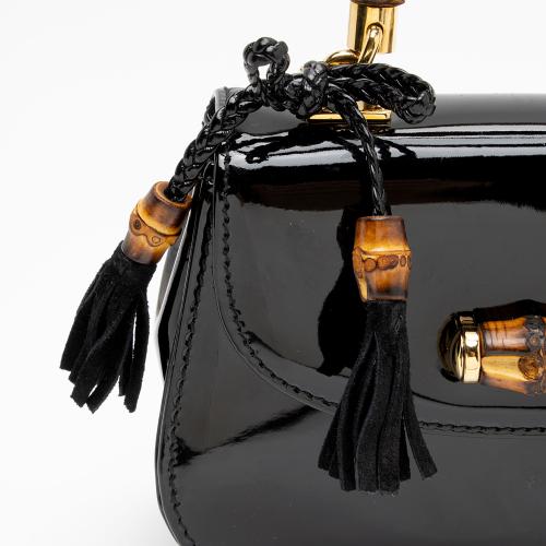 Gucci Patent Leather Bamboo Night Evening Bag