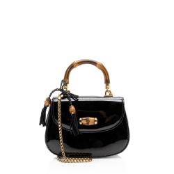 Gucci Patent Leather Bamboo Night Evening Bag