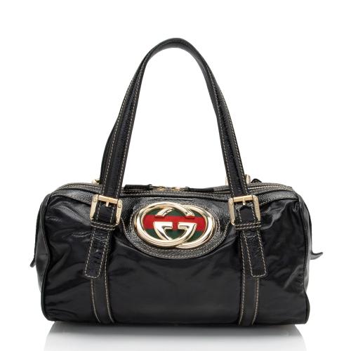 Gucci Patent Leather Britt Small Boston Bag